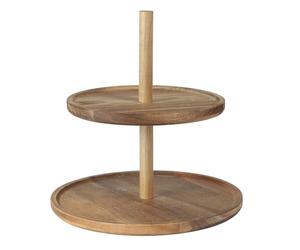HOME DECO FACTORY Expositor 2 Pisos de Acacia Servicio Elegante Marrón | Madera de acacia, expositor de 2 pisos, servicio de mesa, recepciones y cenas, diseño elegante, cocina, marrón