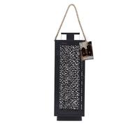 HOME DECO FACTORY - HD0038 Linterna de Metal Calado Negro, Portavelas o Farolillo, Diseño Elegante y Duradero, Uso en Interiores y Exteriores, Tamaño M1, Decoración Versátil