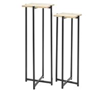HOME DECO FACTORY - HD0050, Set de 2 Mesas Auxiliares de Madera y Metal, Diseño Moderno y Elegante, para Salón y Entrada, Dimensiones 30x30x82 cm, Color Negro