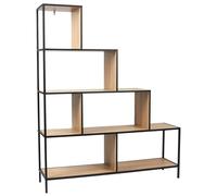 HOME DECO FACTORY - HD0082 Estantería Escalera Vintage de 4 Niveles en Madera - Diseño Industrial - para Salón Dormitorio Oficina - Dimensiones 120 x 30 x 146 cm - Color Marrón Negro