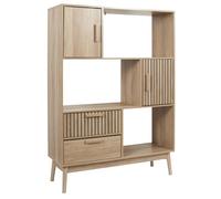 Home Deco Factory Klaus Estantería de madera (L x An x Al: 35 x 100 x 140 cm, Marrón, Diseño acanalado)