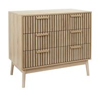 HOME DECO FACTORY - HD0087 Cómoda Moderna de Madera con 3 Cajones - Almacenamiento Práctico para Salón o Dormitorio - Dimensiones 90 x 49 x 79 cm - Color Marrón Natural