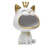 HOME DECO FACTORY, HD0157 - Estatua vacía de gato decorativa, elegante y práctica, acabado moderno, ideal para organizar tus pequeños objetos, talla única, color blanco y dorado, plástico y poliresina
