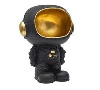 HOME DECO FACTORY, HD0160 - Estatua Negra del Astronauta con Bolsillo vacío, Objeto Decorativo Moderno y práctico, diseño futurista, Ideal para salón u Oficina, 20 cm, Color Negro y Dorado