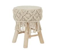 HOME DECO FACTORY - HD0170 Taburete Boho Mirage - Natural Crush - Mobiliario de Asiento - Banco y Taburete - Dimensiones 32x42x32 cm - Altura de Asiento 42 cm - Color Beige Marrón