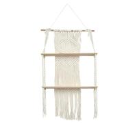 HOME DECO FACTORY - HD0178, Estantería Decorativa Doble Boho Suspendida, Diseño Elegante y Artesanal, Ideal para Salón, Dormitorio o Entrada, Dimensiones 50 x 13 x 85 cm, Color Beige Marrón