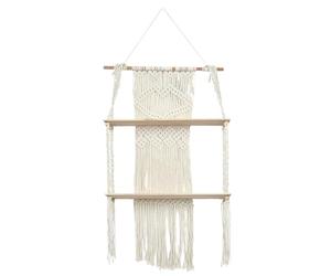 HOME DECO FACTORY - HD0178, Estantería Decorativa Doble Boho Suspendida, Diseño Elegante y Artesanal, Ideal para Salón, Dormitorio o Entrada, Dimensiones 50 x 13 x 85 cm, Color Beige Marrón