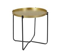 HOME DECO FACTORY - HD0203 Mesa Auxiliar de Metal Martillado - Diseño Chic e Industrial - para Salón o Comedor - Dimensiones 50 x 50 x 45 cm - Color Dorado Negro