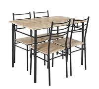 HOME DECO FACTORY - HD0211 Mesa Alta con 4 Sillas a Juego - Diseñada para Estilo Industrial - Diseño Moderno - Dimensiones 110x70x76 cm - Color Marrón Negro