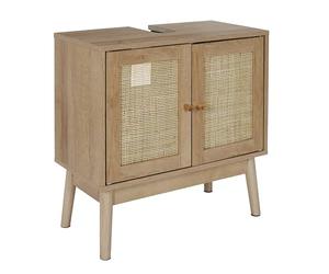 HOME DECO FACTORY - HD0227, Mueble Bajo Lavabo, Modelo Bali, Colección Natural Crush, Mobiliario, Mueble de Baño, 60 x 70 x 30 cm, Marrón