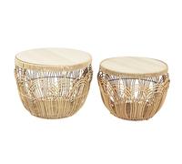 HOME DECO FACTORY - HD0230 Juego de Mesas Nido de 2 - para Salón o Comedor - Diseño Original en Madera MDF - Dimensiones 45x35x45 cm - Color Marrón