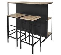 HOME DECO FACTORY - HD0233 Mesa Isla con 2 Taburetes - Diseñada para Salón o Comedor - Diseño Moderno - Dimensiones 100 x 60 x 95 cm - Color Marrón Negro