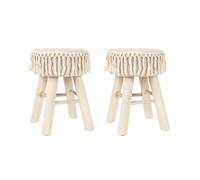 HOME DECO FACTORY - HD0256 Set de 2 Taburetes Pampa - Inspiración Bohemia - Asiento Cómodo - Mobiliario Versátil - Dimensiones 28x40x28 cm - Altura de Asiento 40 cm - Color Beige Marrón