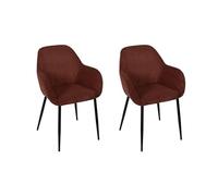 HOME DECO FACTORY - HD0281 Juego de 2 Sillones Acanalados Scott - Diseñados para Salón o Comedor - Tamaño 59 x 85 x 55,7 cm - Altura del Asiento 46,5 cm - Color Terracota Negro