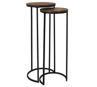 HOME DECO FACTORY - HD0289 Set de 2 Mesas Nido - Colección Softness - Mobiliario para Mesa y Oficina - Dimensiones 32,5x80x32,5 cm - Color Negro Marrón