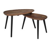 HOME DECO FACTORY - HD0291 Mesas Nido Galet Acacia X2 - Colección Softness - Mobiliario Mesa y Escritorio - Dimensiones 60 x 40 x 39 cm - Color Negro Marrón