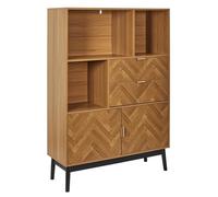 HOME DECO FACTORY - HD0304, Biblioteca Elegante con 2 Cajones y 2 Puertas, Ideal para Salón o Dormitorio, Capacidad de Almacenamiento Óptima, Acabado Cuidadoso, Marrón Negro, 100x140x35 cm