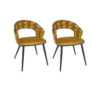 HOME DECO FACTORY - HD0358 Juego de 2 Sillas Sawyer - Edición Lounge - Mobiliario Asiento Silla Sillón de Mesa - Dimensiones 66 x 82 x 54 cm - Altura de Asiento 47 cm - Color Mostaza/Negro