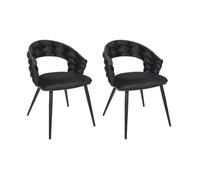 HOME DECO FACTORY - HD0359 Pack de 2 Sillas Sawyer - Edición Lounge - Mobiliario - Asiento Silla Sillón de Mesa - 66 x 82 x 54 cm - Altura Asiento 47 cm - Color Negro