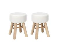 HOME DECO FACTORY, HD0368, Juego de 2 taburetes Hera, Natural Crush, Muebles, Asiento, Banco y Taburet, 28 x 40 x 28 cm, Altura del Asiento 40 cm, Blanco Marrón