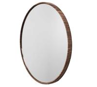 HOME DECO FACTORY - HD0377 Espejo Redondo Decorativo Imitación Madera - Diseño Moderno, Ideal para Salón, Dormitorio, Pasillo, Efecto Profundidad, Instalación Fácil, D26 cm, Marrón
