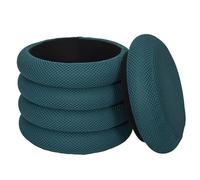 HOME DECO FACTORY - HD0424 Puf de Almacenamiento Moderno, Ideal para Salón o Dormitorio, Práctico y Ligero, Gran Capacidad, Tamaño 37x42x37 cm, Color Azul