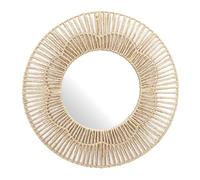 HOME DECO FACTORY, HD0449 - Espejo Redondo de 50 cm, Elegante decoración de Pared, Acabado Resistente, versátil para salón, baño o Entrada, Efecto Aumento, marrón