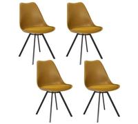 HOME DECO FACTORY - HD0482 Lote de 4 Sillas Modernas con Cojín - Diseño Elegante y Cómodo - para Comedor u Oficina - Tamaño 52 x 82 x 47 cm - Color Amarillo