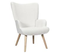 HOME DECO FACTORY, HD0487, Sillón de salón Bouclette Rhea, Confort Optimal, Estilo Elegante, Facilidad de Cuidado, Versátil, Robusto - Tamaño 68x96x75 cm, Color Blanco