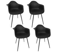 HOME DECO FACTORY, HD0491, Juego de 4 sillones de diseño Elegante Negro, Confort óptimo, versátil para salón u Oficina, fácil de Mantener, Duradero - Tamaño: 62 x 85 x 59 cm, Color: Negro
