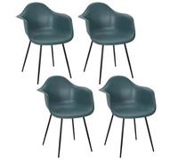 HOME DECO FACTORY, HD0493, Juego de 4 sillones ergonómicos Azul, Confort óptimo, diseño Elegante, versátil para Mesa, Oficina o salón, fácil de Mantener, tamaño 62 x 85 x 59 cm