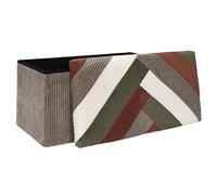 HOME DECO FACTORY - HD0551 Baúl Banco Plegable Patchwork Cotelé Multifuncional, Almacenamiento y Asiento Cómodo, para Salón o Dormitorio, 76x38x38 cm, Beige, Gris, Rojo, Verde