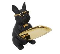 HOME DECO FACTORY - HD1300 Escultura Decorativa Bulldog Negro Vacía Bolsillo en Poliresina - Diseño Chic y Moderno - Idea de Regalo - Tamaño 21 cm - Color Negro
