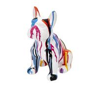 HOME DECO FACTORY - HD1317 Escultura Bulldog De Cerámica Multicolor - Diseño Moderno y Elegante - Diseñada para Decoración Interior - Altura 20 Cm - Color Multicolor