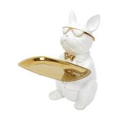 HOME DECO FACTORY - HD1322 Escultura Decorativa Bulldog Blanco de Cerámica - Vacía Bolsillos Chic y Moderno - Diseño Elegante - Idea de Regalo - Altura 21 cm