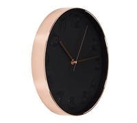 HOME DECO FACTORY - HD3304, Reloj Redondo Chic en PP Negro y Cobre, Mecanismo Silencioso, Diámetro 30,7 cm, Diseñado para Decoración Interior, Tamaño: 30,70 x 4,50 x 30,70 cm