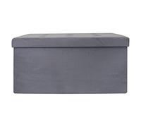 HOME DECO FACTORY - HD3416 Baúl Banco Plegable de Poliéster - Diseñado para Almacenamiento Práctico - Tapa Acolchada - Dimensiones 76,50 x 37,50 x 37,50 cm - Color Gris Oscuro