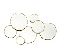 HOME DECO FACTORY - HD4391 Espejo Redondo Decorativo de Madera MDF - Diseño Moderno y Asimétrico - Ideal para Salón o Dormitorio - Acabado Elegante - Dimensiones 57 x 35 cm - Color Oro