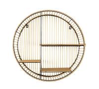 HOME DECO FACTORY - HD5187 Estantería de Pared Redonda de Madera y Metal, 3 Niveles de Almacenamiento y Exhibición, para Salón o Dormitorio, Dimensiones L 53 x H 53 x P 12 cm, Marrón - Negro