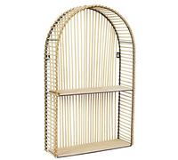 HOME DECO FACTORY - HD5188 Estantería de Pared Forma Ventana 2 Niveles, MDF y Metal, Salón o Dormitorio, Dimensiones H 61 x L 37 x P 12 cm, Marrón - Negro