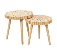 HOME DECO FACTORY - HD5208 Mesas Nido Tronco X2 para Salón o Comedor - Diseño Original en Madera - Dimensiones 40 x 40 x 40 cm - Color Marrón
