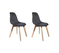 HOME DECO FACTORY - HD6135, Juego de 2 Sillas Escandinavas Tejido Grueso Negro, Asiento Cómodo en Madera Natural, Diseño Elegante y de Tendencia, Ideal para Salón o Comedor, 46x55x85 cm, Negro