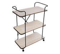 HOME DECO FACTORY - HD6173 Carrito Industrial 3 Niveles en Madera y Metal - Diseñado para Cocina o Salón - Diseño Moderno con Ruedas - Dimensiones 62 x 30 x 83,5 cm - Color Beige Negro