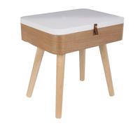 HOME DECO FACTORY - HD6199 Mesita de Noche Vintage Rectangular de Madera MDF y Pino - Diseño Elegante para Dormitorio - Dimensiones 40x30x52,3 cm - Color Beige Blanco