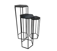 HOME DECO FACTORY - HD62191 Juego de 3 Mesas Nido de Metal Negro - Diseño Contemporáneo - Diseñadas para Plantas y Decoración - Dimensiones 90 x 35 x 30 cm - 75 x 30 x 26 cm - 60 x 25 x 22 cm