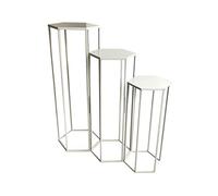 HOME DECO FACTORY - HD62201, Juego de 3 Mesas Nido de Metal Blanco para Plantas y Decoraciones, Dimensiones 60x30x26 cm - Diseñadas para Salón, Dormitorio o Entrada