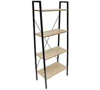 HOME DECO FACTORY - HD6429 Estantería de Madera y Metal 4 Niveles, Almacenamiento de Diseño Industrial para Salón, Oficina, Dormitorio - Dimensiones 148x60x32.5 cm, Beige Negro