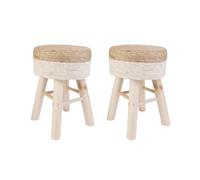 HOME DECO FACTORY - HD6568 Taburetes de Diseño Moderno en Tela Suave - Confort Óptimo - Versátiles para Salón o Cocina - Dimensiones 29 x 29 x 43 cm - Color Beige