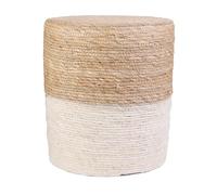 HOME DECO FACTORY HD6570 Puff Blue Lagoon Beige, poliéster Madera - contrachapado Textil - Junco, Arena y Azul, 35.00 x 35.00 x 41.00 cm, 35P x 35An x 41Al cm