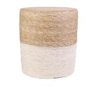 HOME DECO FACTORY HD6570 Puff Blue Lagoon Beige, poliéster Madera - contrachapado Textil - Junco, Arena y Azul, 35.00 x 35.00 x 41.00 cm, 35P x 35An x 41Al cm